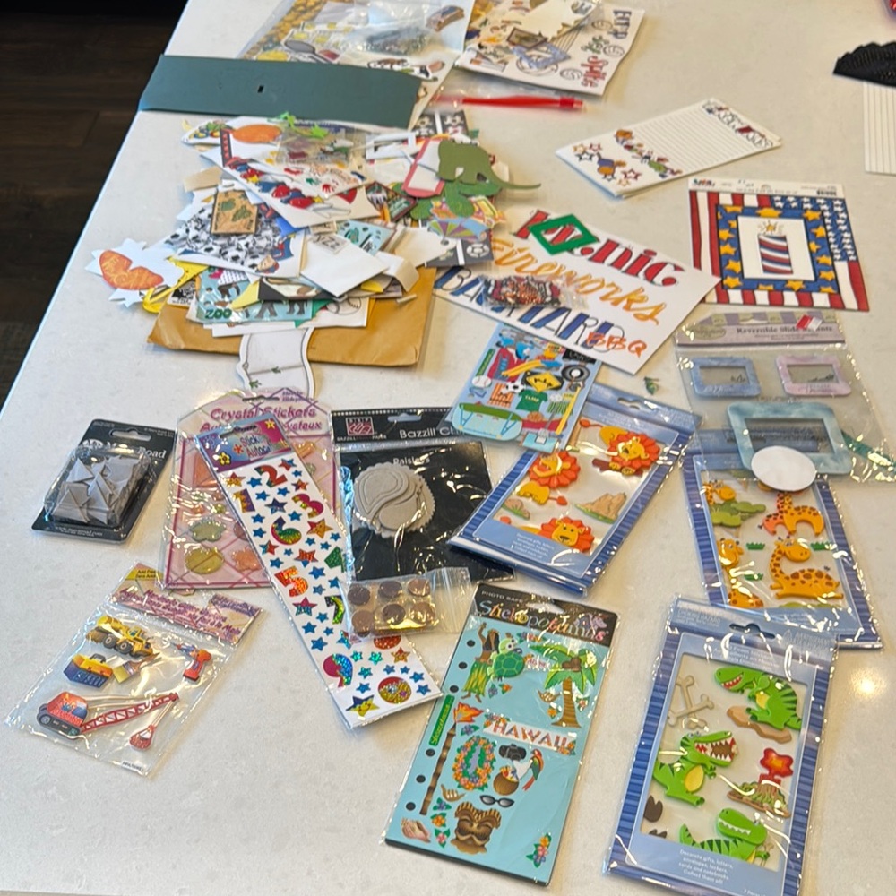 Colorful Scrapbook Stickers and Embellishments Set